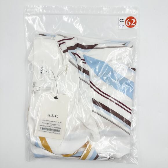 A.L.C. Clara Faux Wrap Midi Skirt in White Multi Stripe 3SKRT005 US 4 Small NEW - Picture 9 of 9